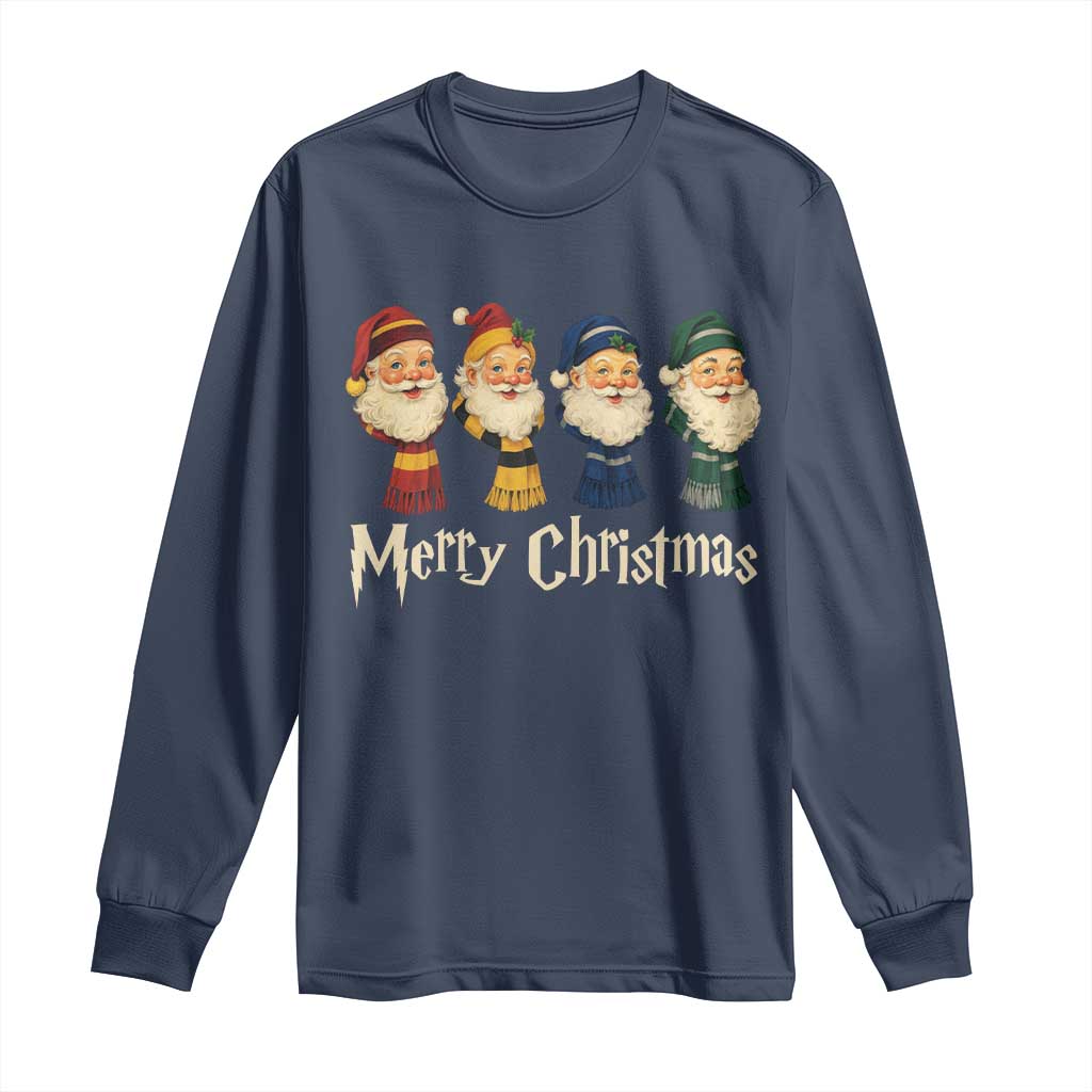 Merry Christmas Santa Long Sleeve Shirt Vintage Wizard Holiday Season Cute Family Pajama - Wonder Print Shop