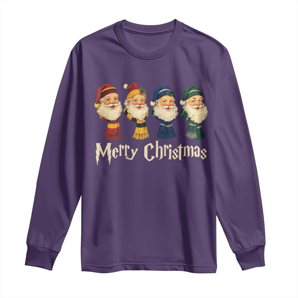 Merry Christmas Santa Long Sleeve Shirt Vintage Wizard Holiday Season Cute Family Pajama - Wonder Print Shop