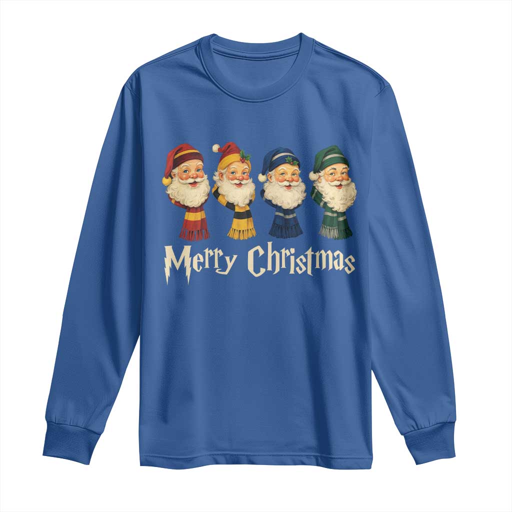 Merry Christmas Santa Long Sleeve Shirt Vintage Wizard Holiday Season Cute Family Pajama - Wonder Print Shop