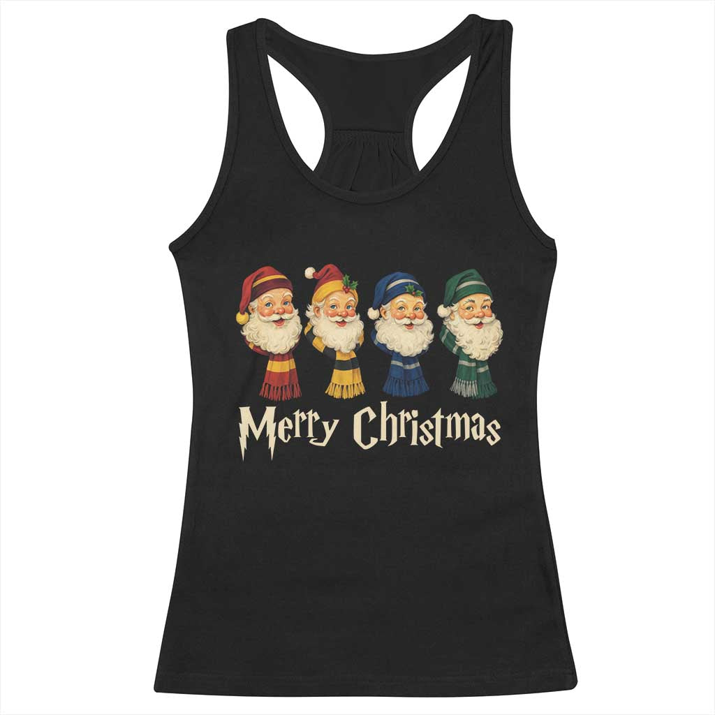 Merry Christmas Santa Racerback Tank Top Vintage Wizard Holiday Season Cute Family Pajama - Wonder Print Shop