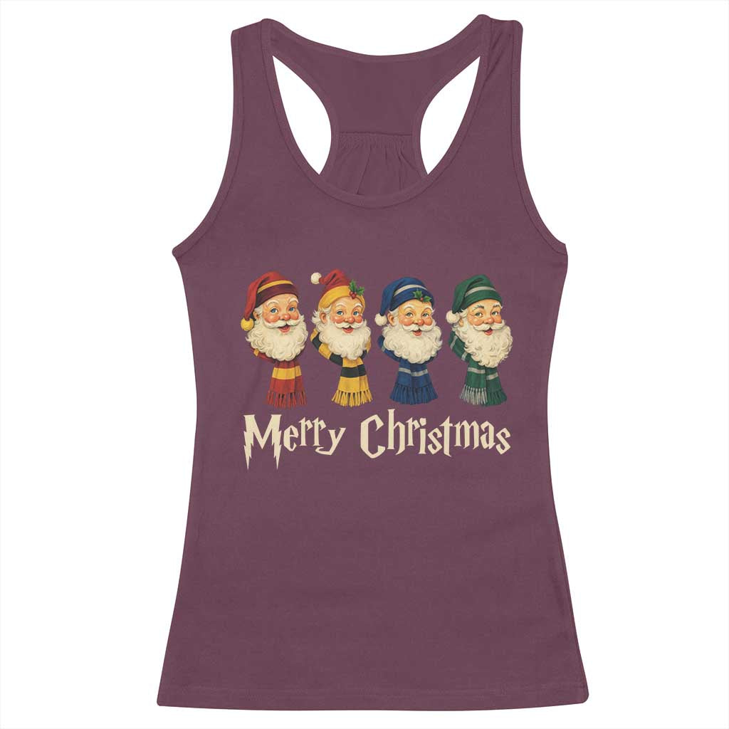 Merry Christmas Santa Racerback Tank Top Vintage Wizard Holiday Season Cute Family Pajama - Wonder Print Shop