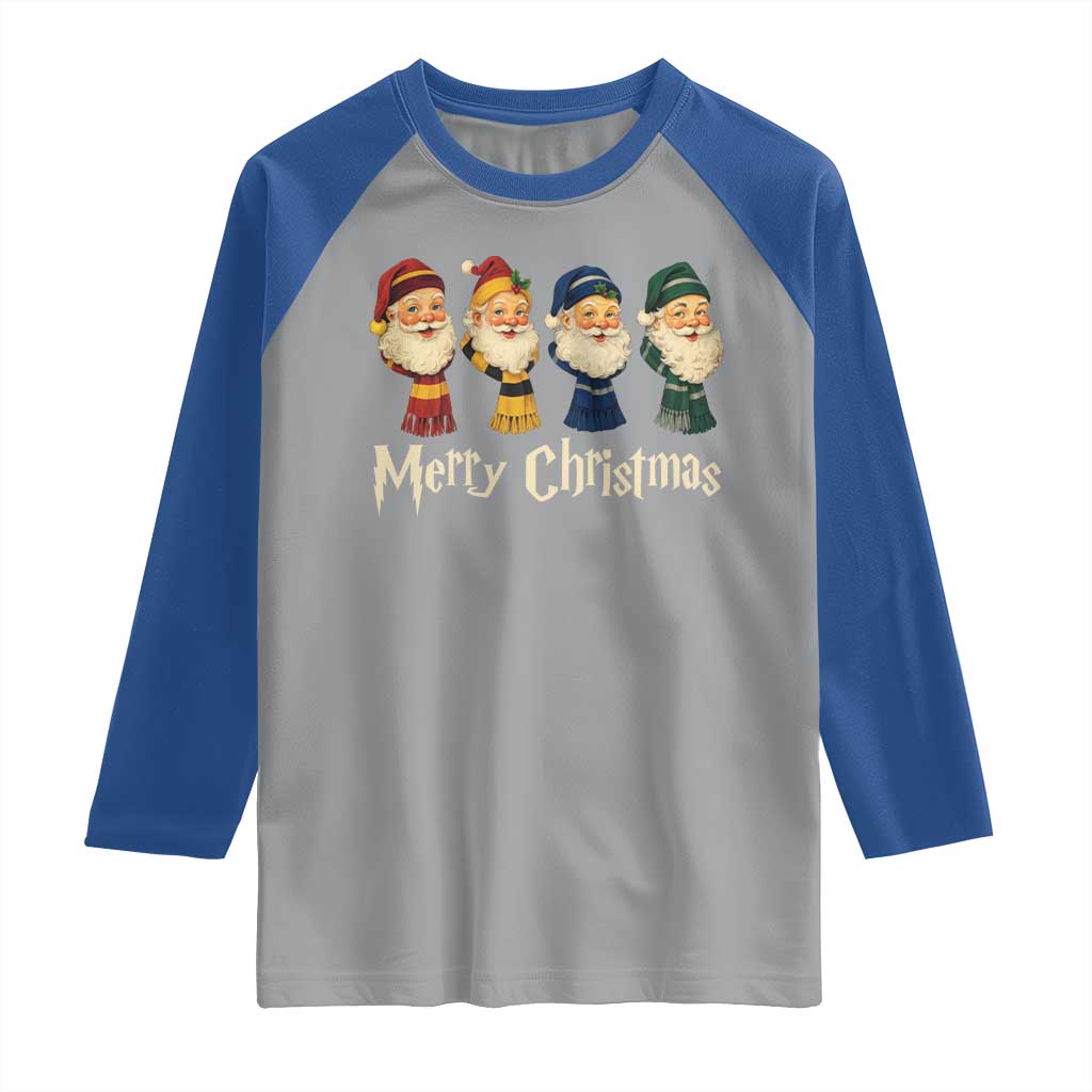 Merry Christmas Santa Raglan Shirt Vintage Wizard Holiday Season Cute Family Pajama - Wonder Print Shop