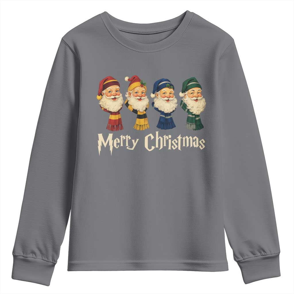 Merry Christmas Santa Youth Sweatshirt Vintage Wizard Holiday Season Cute Family Pajama - Wonder Print Shop