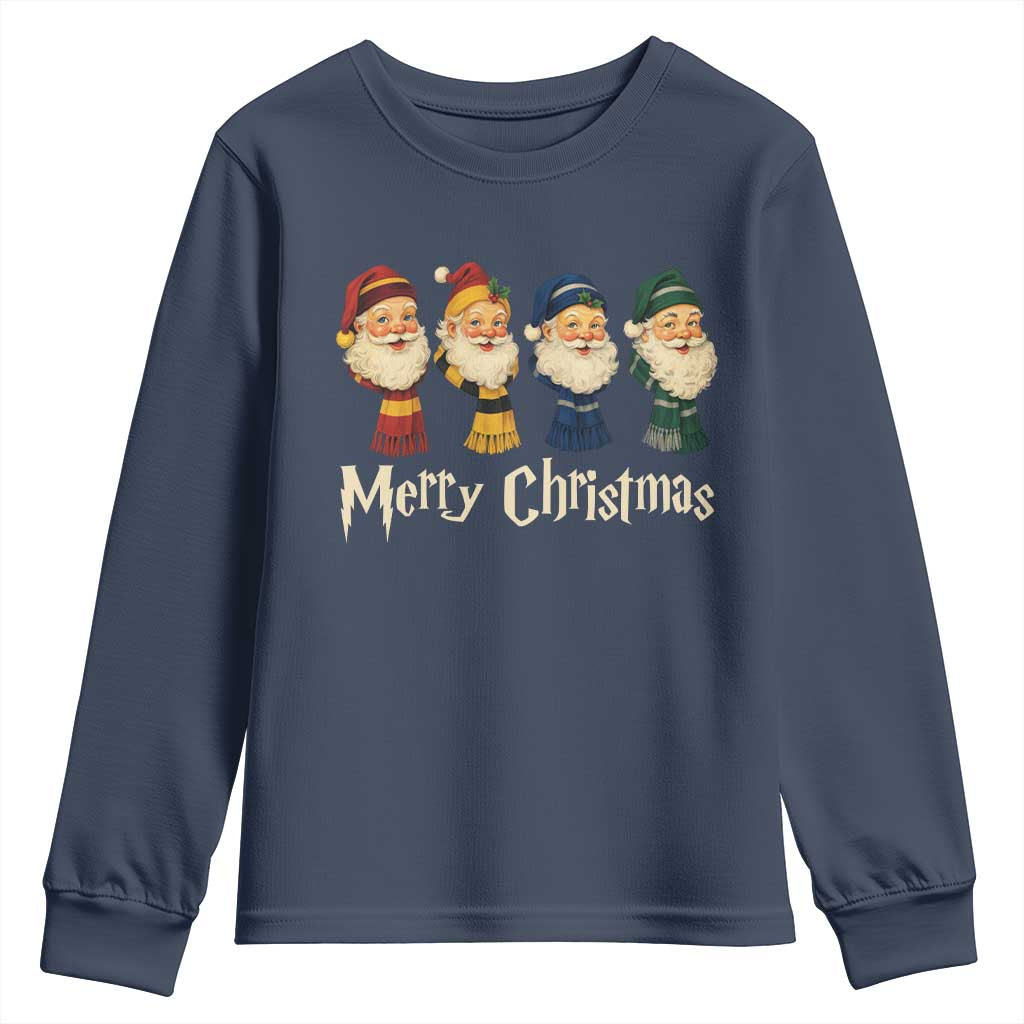 Merry Christmas Santa Youth Sweatshirt Vintage Wizard Holiday Season Cute Family Pajama - Wonder Print Shop
