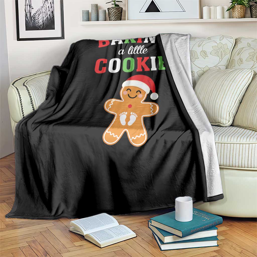 Christmas Pregnant Throw Blanket Baking A Little Cookie Maternity Pregnancy Announcement - Wonder Print Shop