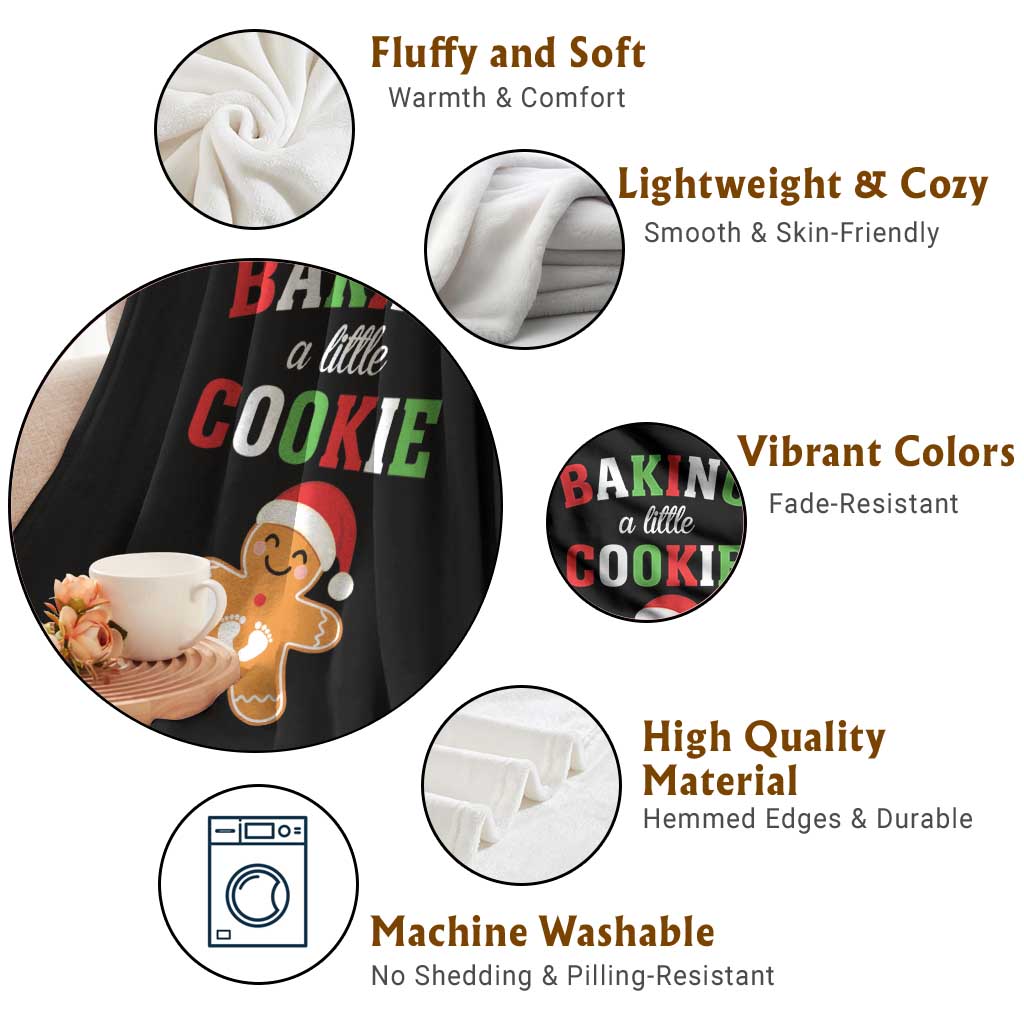 Christmas Pregnant Throw Blanket Baking A Little Cookie Maternity Pregnancy Announcement - Wonder Print Shop