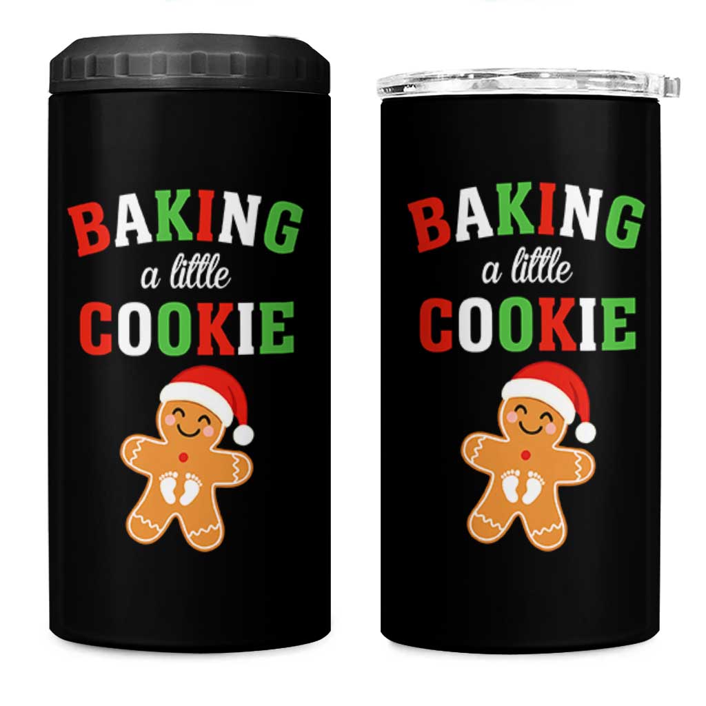 Christmas Pregnant 4 in 1 Can Cooler Tumbler Baking A Little Cookie Maternity Pregnancy Announcement - Wonder Print Shop