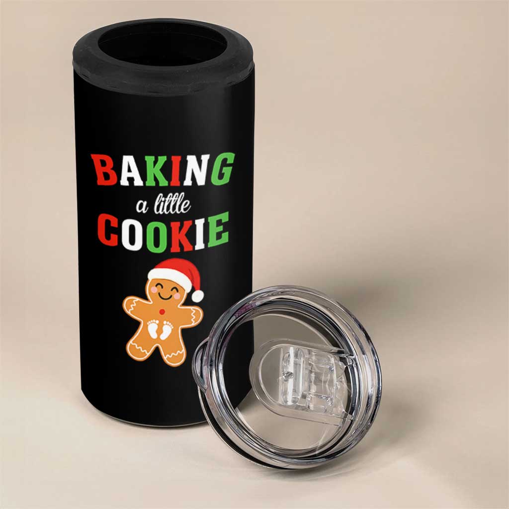 Christmas Pregnant 4 in 1 Can Cooler Tumbler Baking A Little Cookie Maternity Pregnancy Announcement - Wonder Print Shop