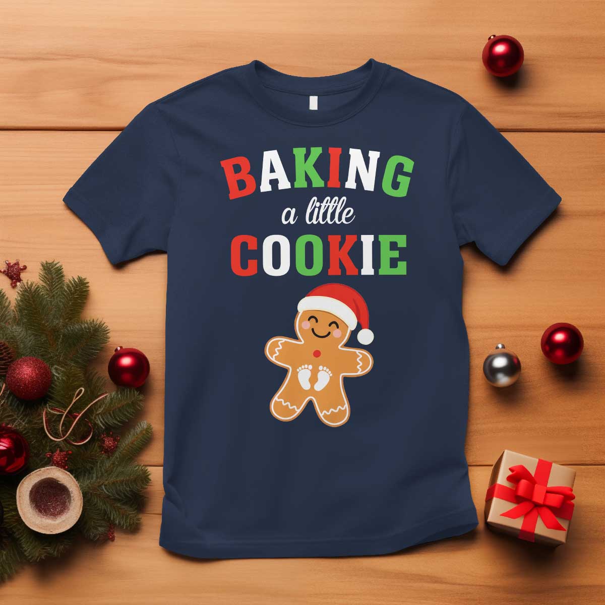 Christmas Pregnant T Shirt Baking A Little Cookie Maternity Pregnancy Announcement - Wonder Print Shop