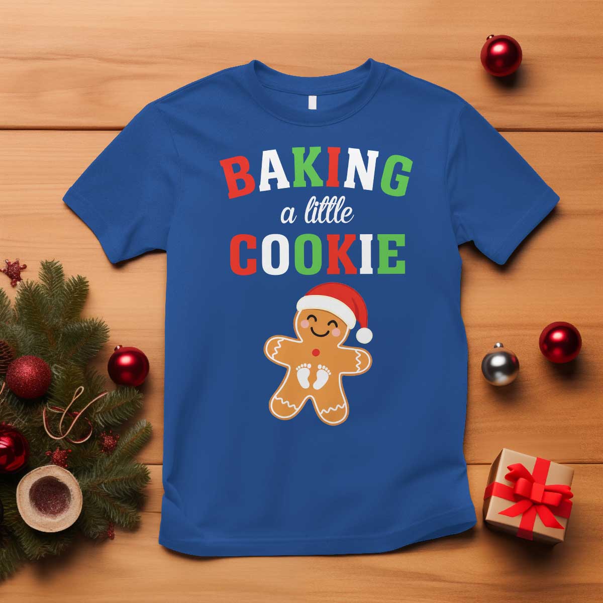 Christmas Pregnant T Shirt Baking A Little Cookie Maternity Pregnancy Announcement - Wonder Print Shop