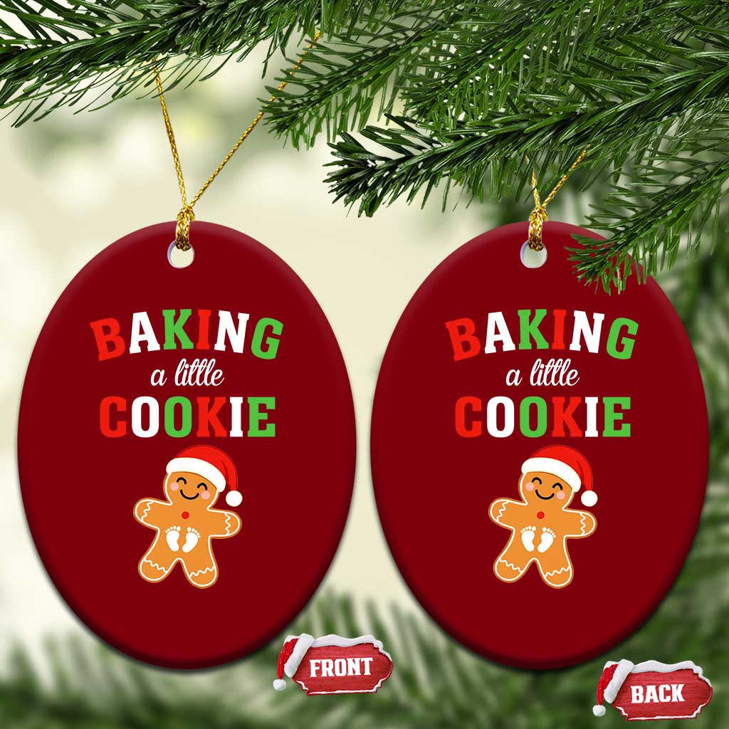 Christmas Pregnant Ceramic Ornament Baking A Little Cookie Maternity Pregnancy Announcement - Wonder Print Shop