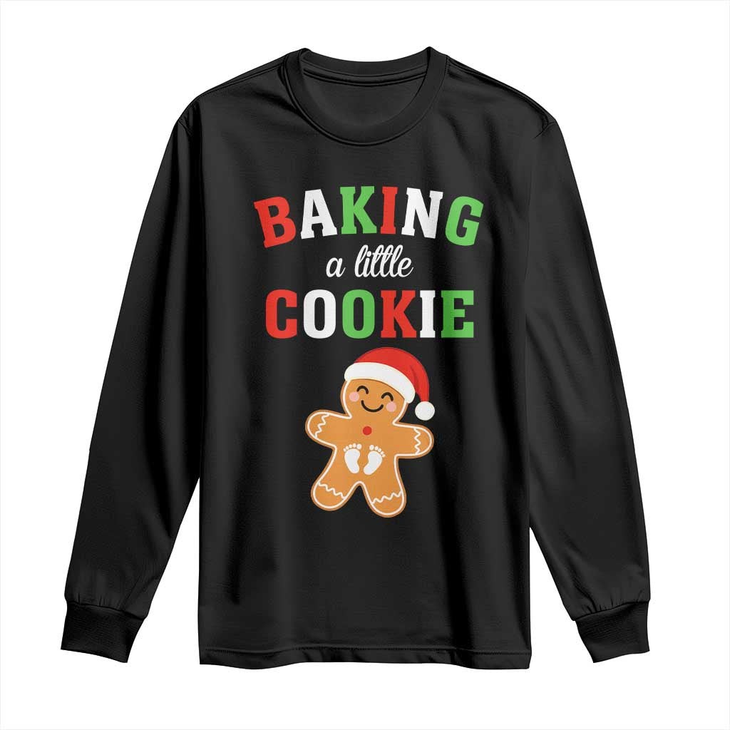 Christmas Pregnant Long Sleeve Shirt Baking A Little Cookie Maternity Pregnancy Announcement - Wonder Print Shop