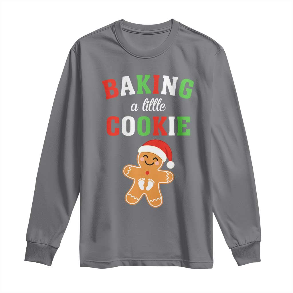 Christmas Pregnant Long Sleeve Shirt Baking A Little Cookie Maternity Pregnancy Announcement - Wonder Print Shop