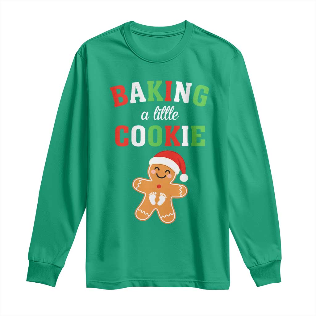Christmas Pregnant Long Sleeve Shirt Baking A Little Cookie Maternity Pregnancy Announcement - Wonder Print Shop