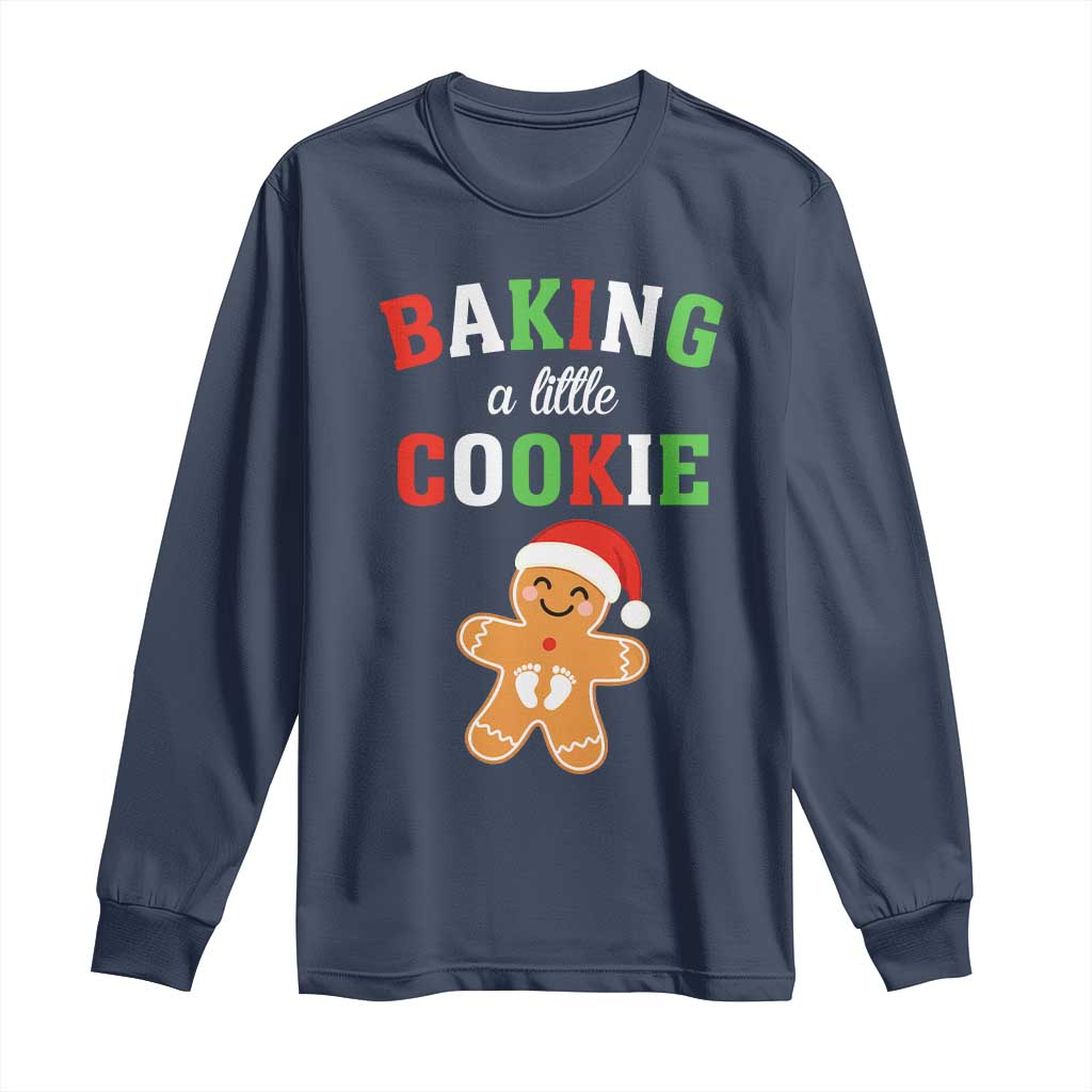 Christmas Pregnant Long Sleeve Shirt Baking A Little Cookie Maternity Pregnancy Announcement - Wonder Print Shop