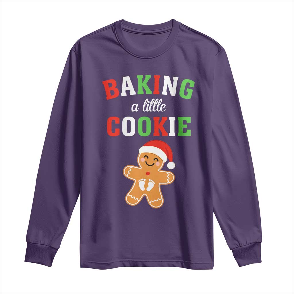 Christmas Pregnant Long Sleeve Shirt Baking A Little Cookie Maternity Pregnancy Announcement - Wonder Print Shop
