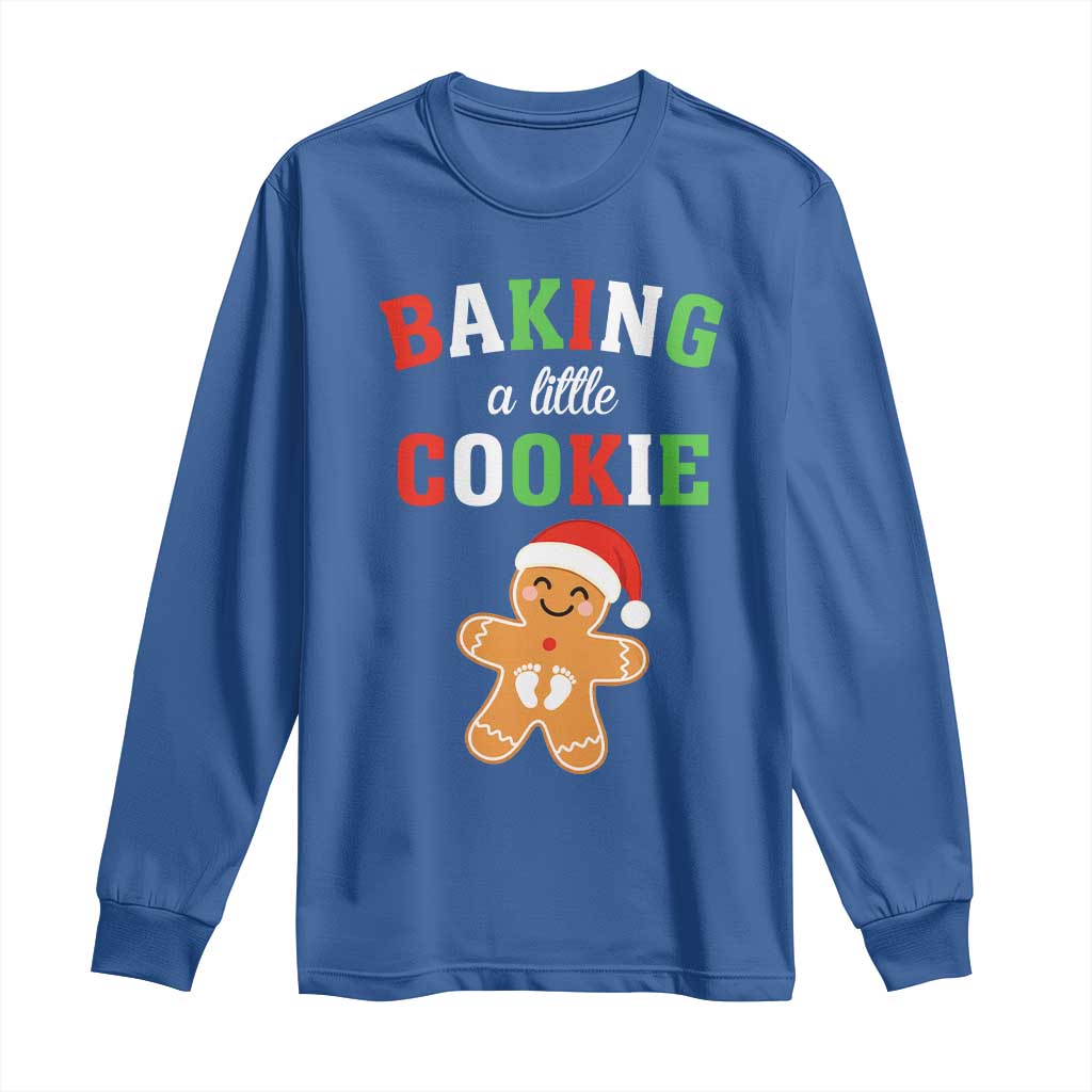 Christmas Pregnant Long Sleeve Shirt Baking A Little Cookie Maternity Pregnancy Announcement - Wonder Print Shop