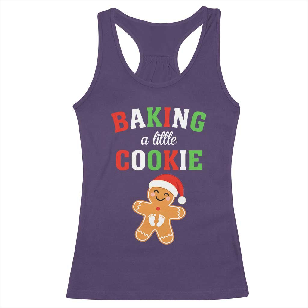 Christmas Pregnant Racerback Tank Top Baking A Little Cookie Maternity Pregnancy Announcement - Wonder Print Shop
