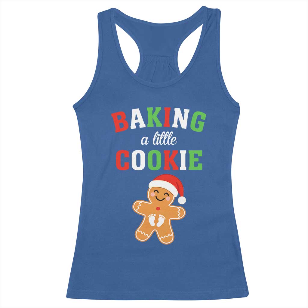 Christmas Pregnant Racerback Tank Top Baking A Little Cookie Maternity Pregnancy Announcement - Wonder Print Shop