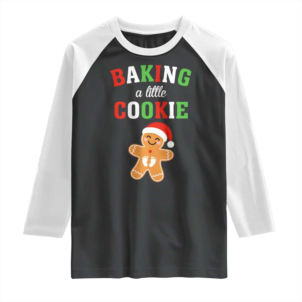 Christmas Pregnant Raglan Shirt Baking A Little Cookie Maternity Pregnancy Announcement - Wonder Print Shop
