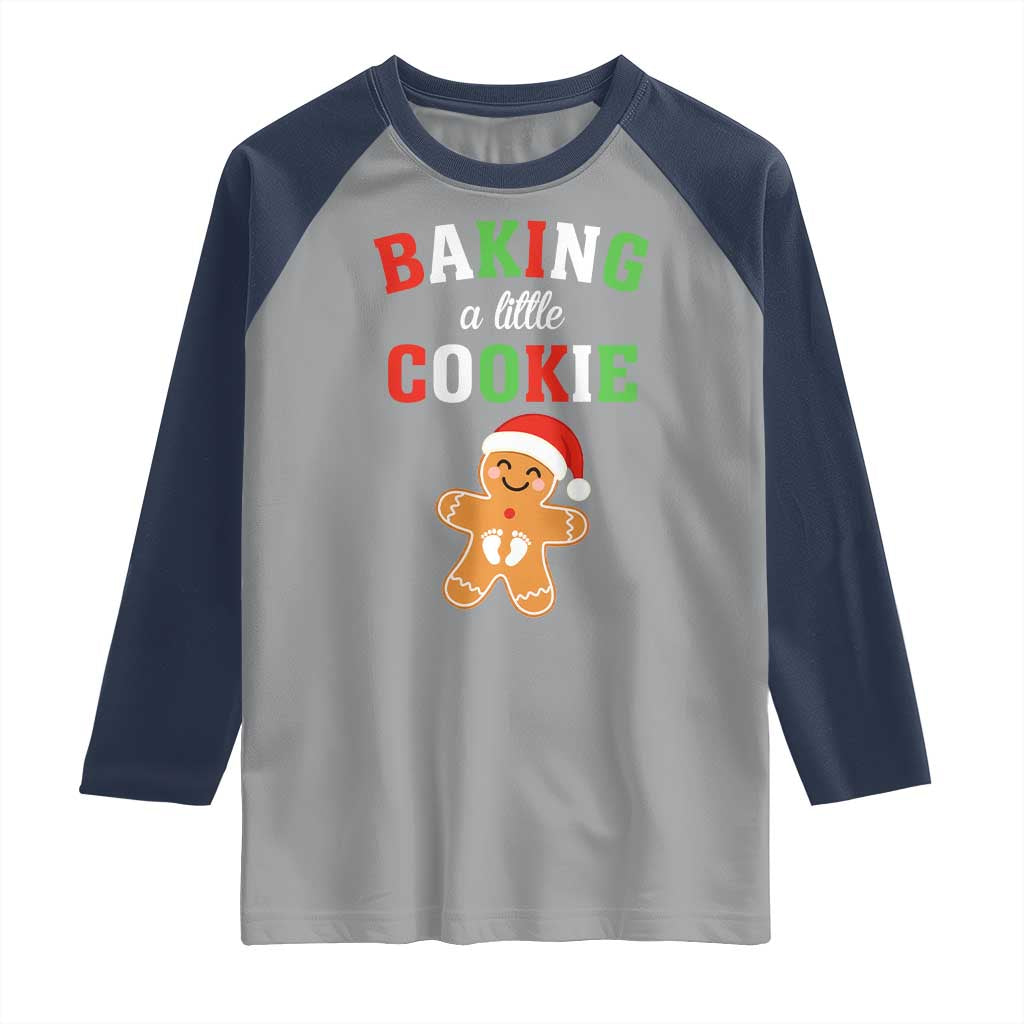 Christmas Pregnant Raglan Shirt Baking A Little Cookie Maternity Pregnancy Announcement - Wonder Print Shop