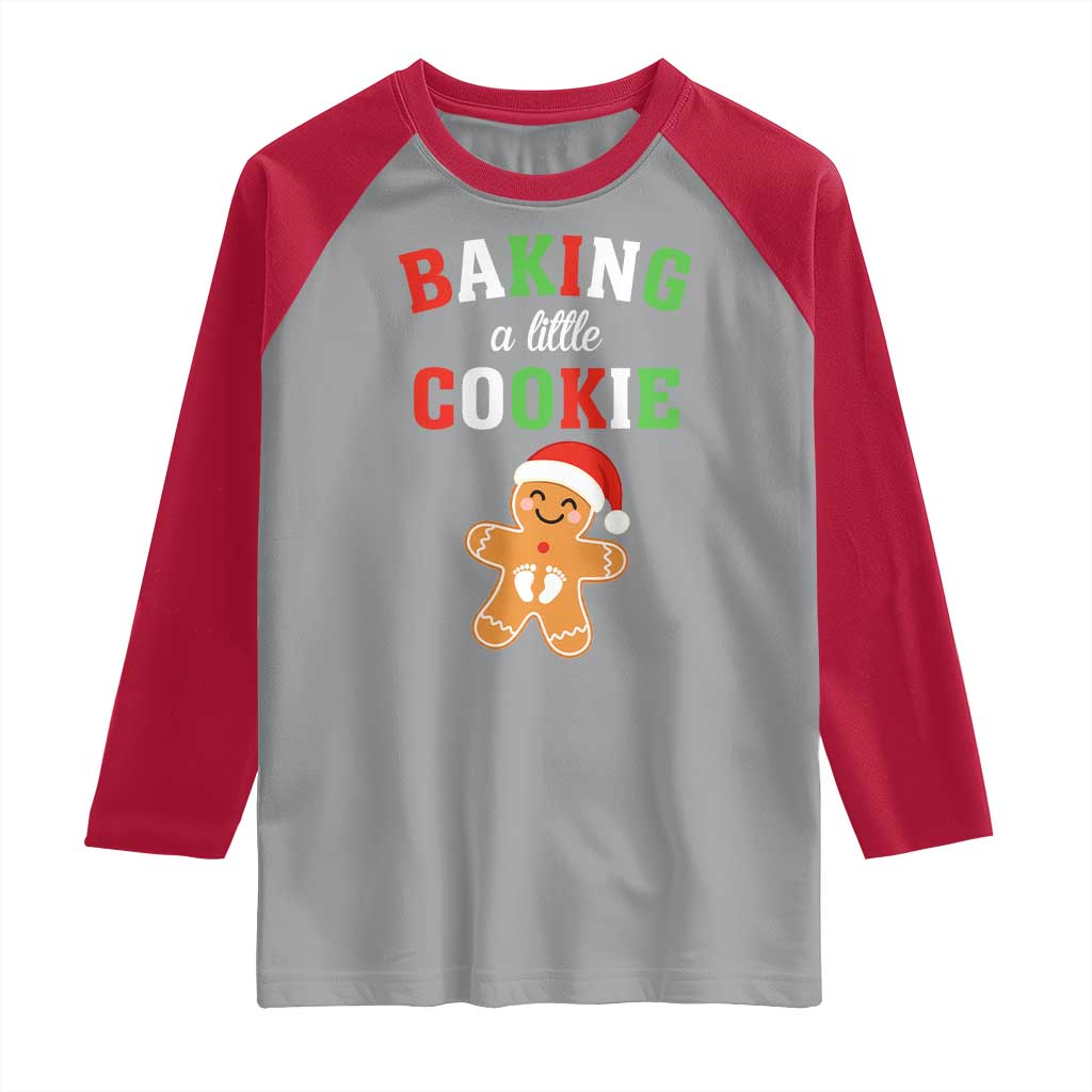 Christmas Pregnant Raglan Shirt Baking A Little Cookie Maternity Pregnancy Announcement - Wonder Print Shop