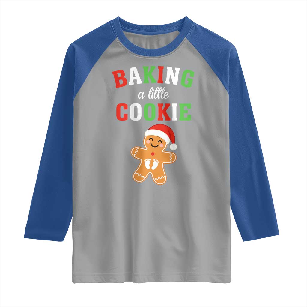 Christmas Pregnant Raglan Shirt Baking A Little Cookie Maternity Pregnancy Announcement - Wonder Print Shop