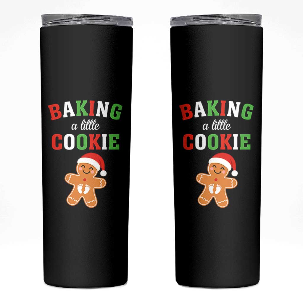 Christmas Pregnant Skinny Tumbler Baking A Little Cookie Maternity Pregnancy Announcement - Wonder Print Shop