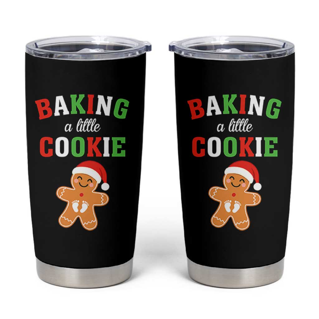Christmas Pregnant Tumbler Cup Baking A Little Cookie Maternity Pregnancy Announcement - Wonder Print Shop