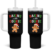 Christmas Pregnant Tumbler With Handle Baking A Little Cookie Maternity Pregnancy Announcement - Wonder Print Shop