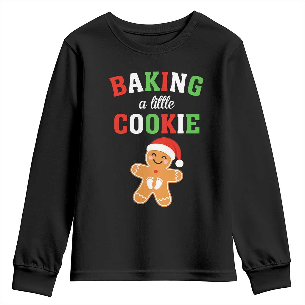 Christmas Pregnant Youth Sweatshirt Baking A Little Cookie Maternity Pregnancy Announcement - Wonder Print Shop
