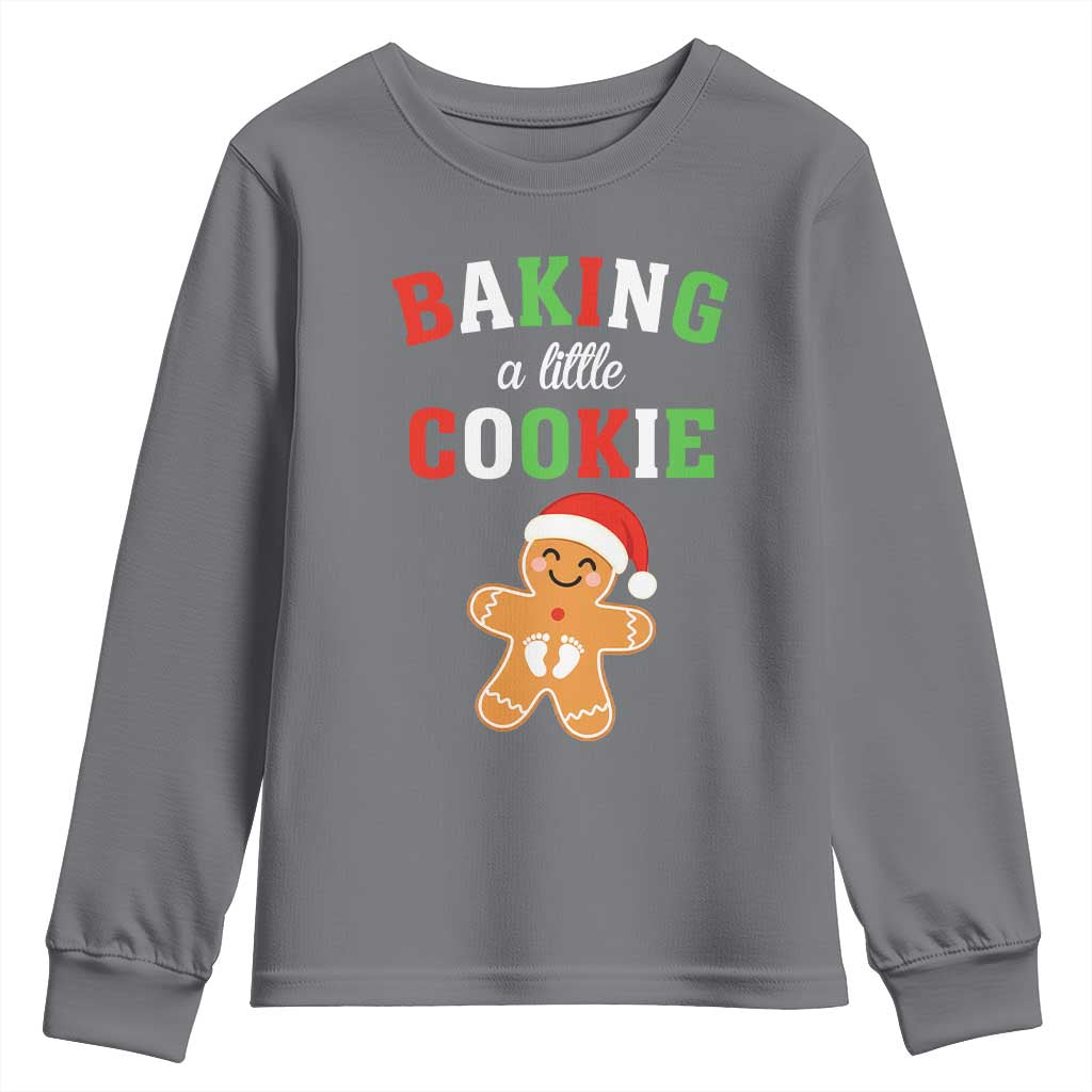 Christmas Pregnant Youth Sweatshirt Baking A Little Cookie Maternity Pregnancy Announcement - Wonder Print Shop