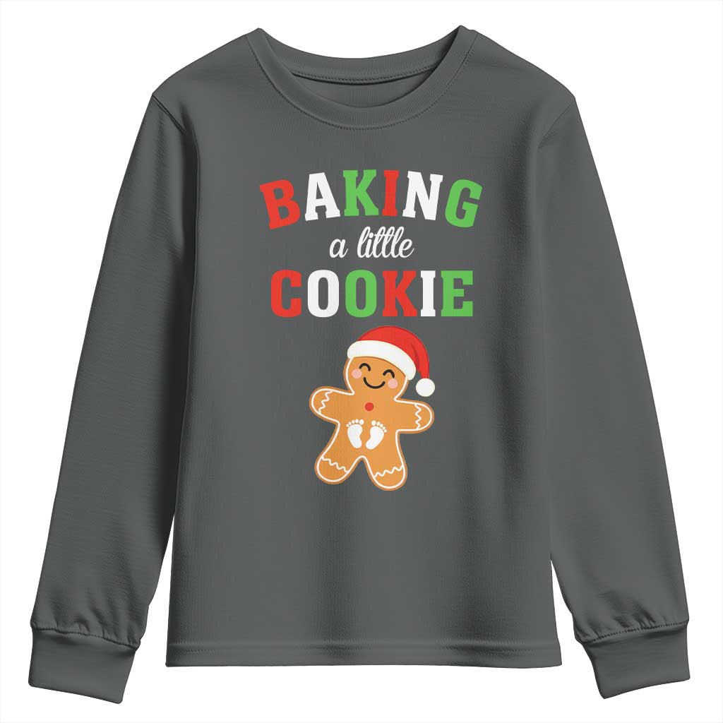 Christmas Pregnant Youth Sweatshirt Baking A Little Cookie Maternity Pregnancy Announcement - Wonder Print Shop