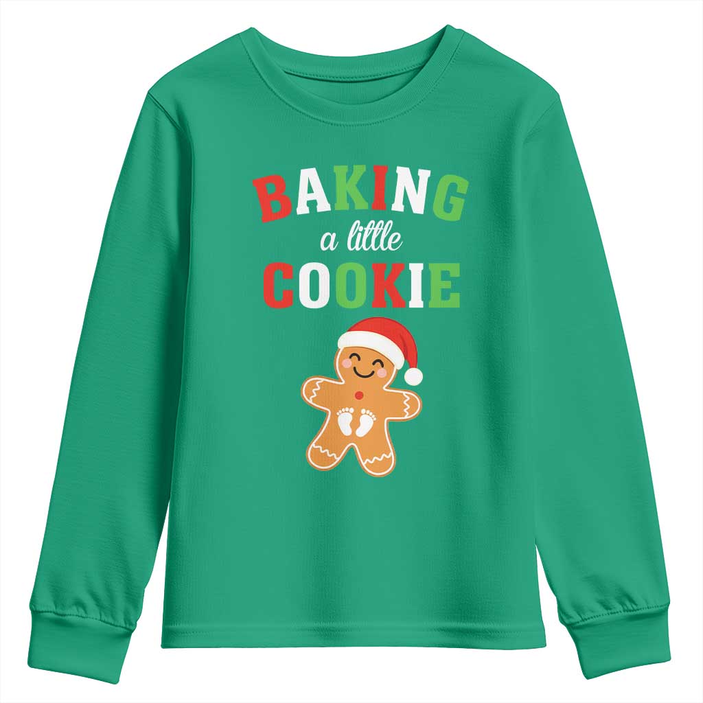 Christmas Pregnant Youth Sweatshirt Baking A Little Cookie Maternity Pregnancy Announcement - Wonder Print Shop