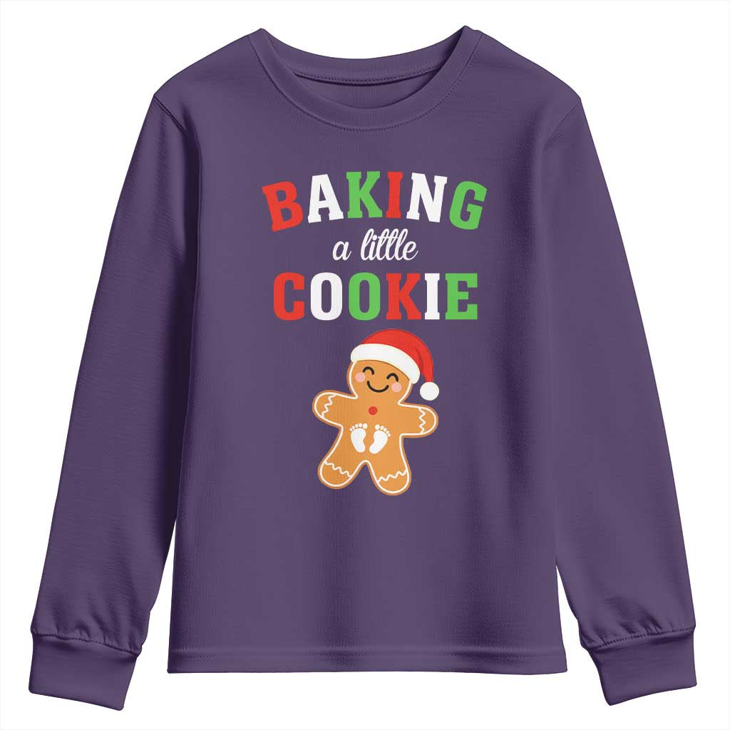 Christmas Pregnant Youth Sweatshirt Baking A Little Cookie Maternity Pregnancy Announcement - Wonder Print Shop