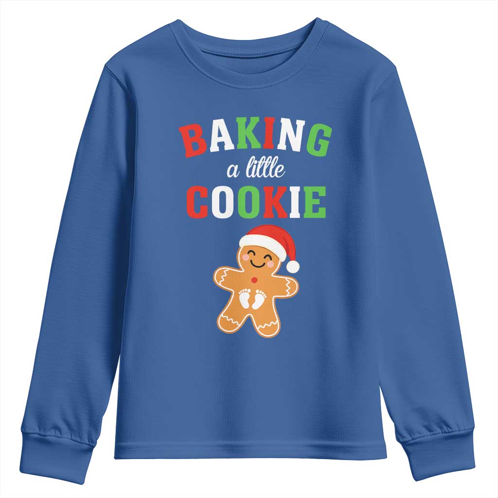 Christmas Pregnant Youth Sweatshirt Baking A Little Cookie Maternity Pregnancy Announcement - Wonder Print Shop