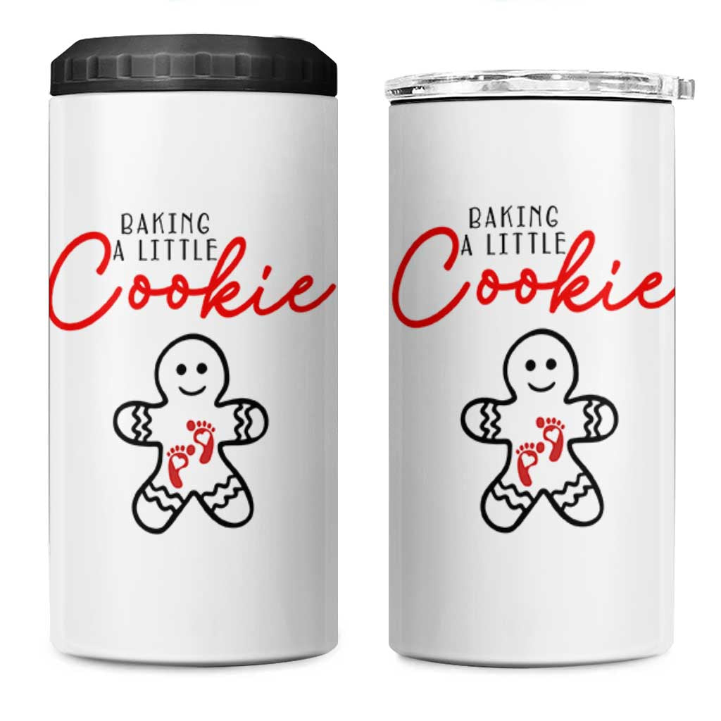 Christmas Pregnant 4 in 1 Can Cooler Tumbler Baking A Little Cookie Maternity Gingerbread - Wonder Print Shop