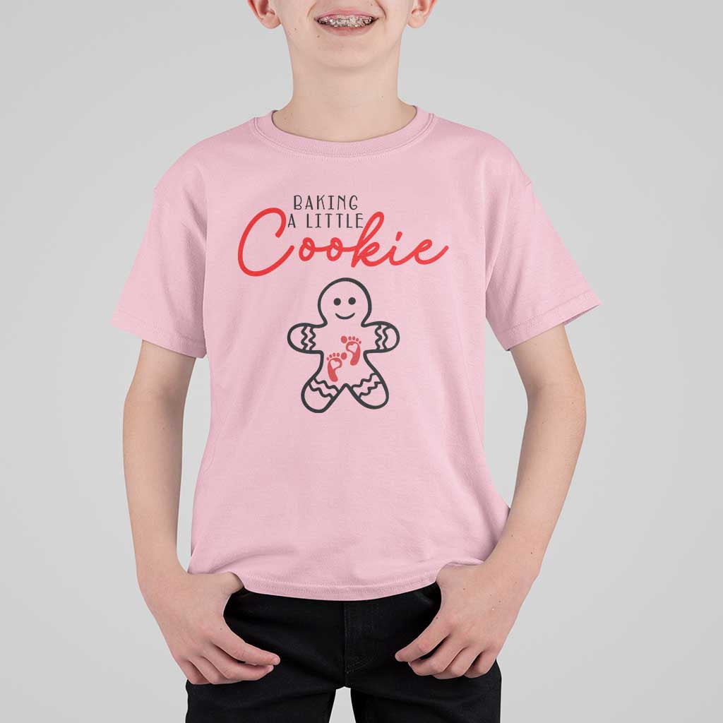 Christmas Pregnant T Shirt For Kid Baking A Little Cookie Maternity Gingerbread - Wonder Print Shop