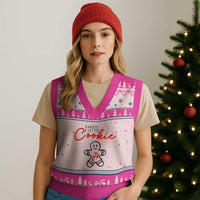 Xmas Pregnant V-Neck Knit Sweater Vest Baking A Little Cookie Maternity Gingerbread - Wonder Print Shop