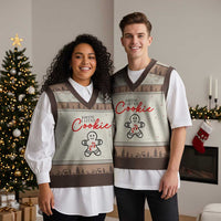 Xmas Pregnant V-Neck Knit Sweater Vest Baking A Little Cookie Maternity Gingerbread - Wonder Print Shop