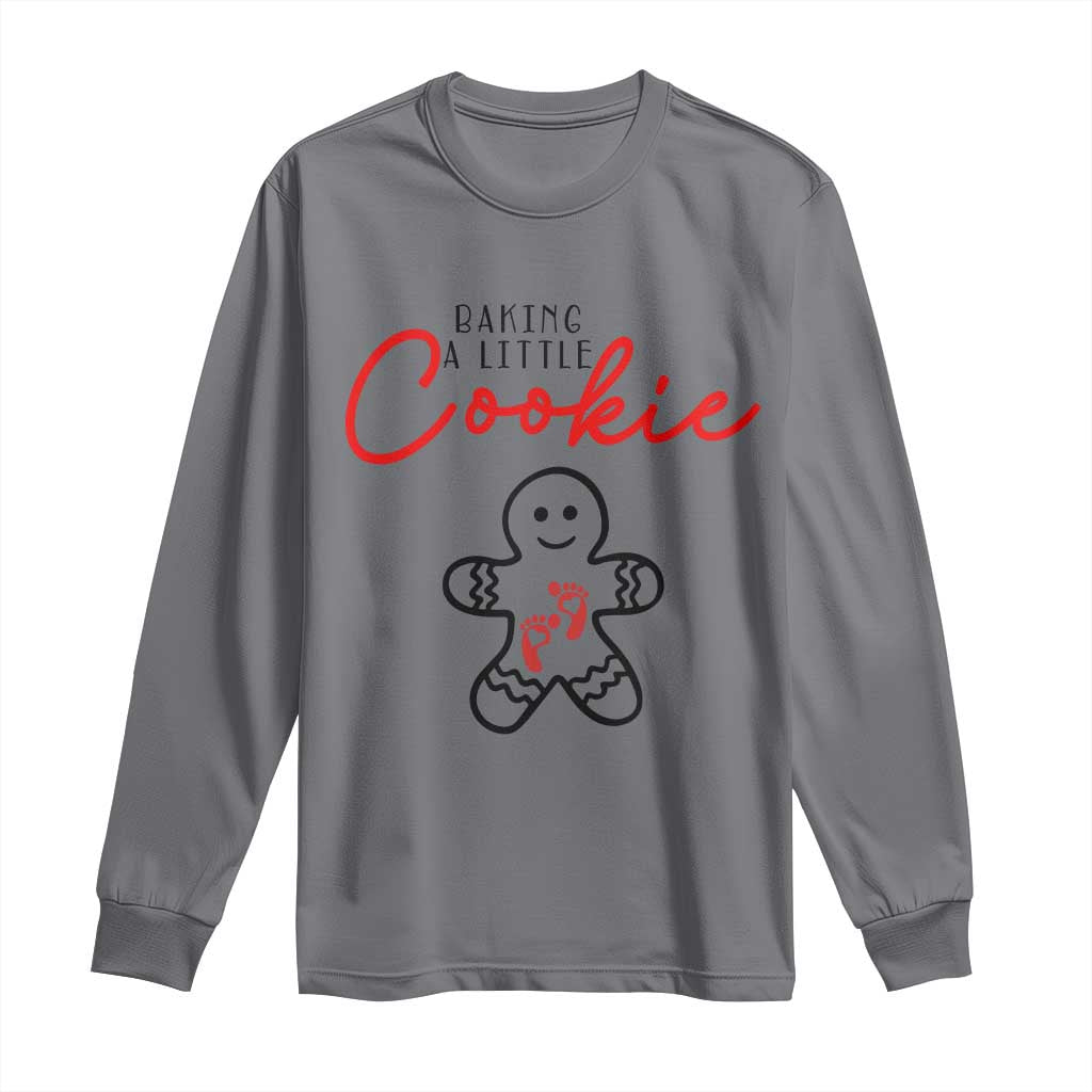 Christmas Pregnant Long Sleeve Shirt Baking A Little Cookie Maternity Gingerbread - Wonder Print Shop