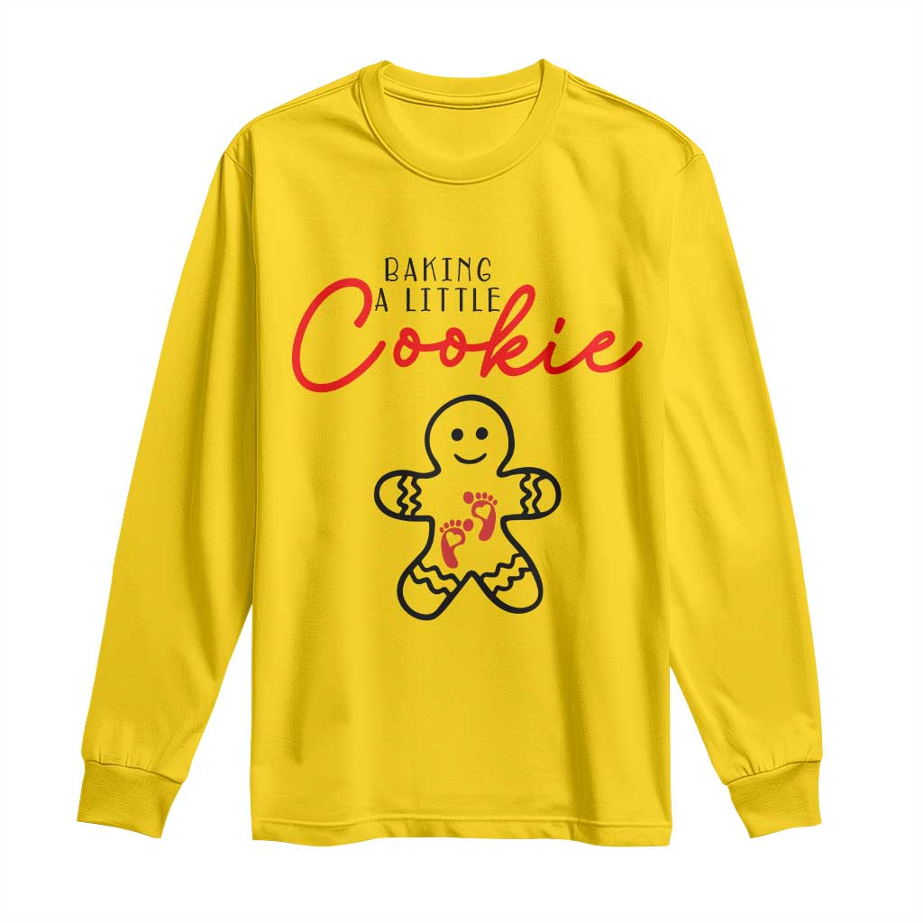 Christmas Pregnant Long Sleeve Shirt Baking A Little Cookie Maternity Gingerbread - Wonder Print Shop