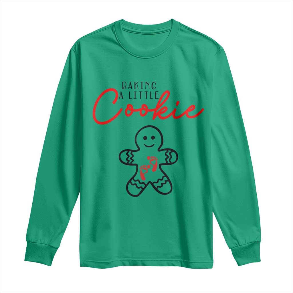 Christmas Pregnant Long Sleeve Shirt Baking A Little Cookie Maternity Gingerbread - Wonder Print Shop