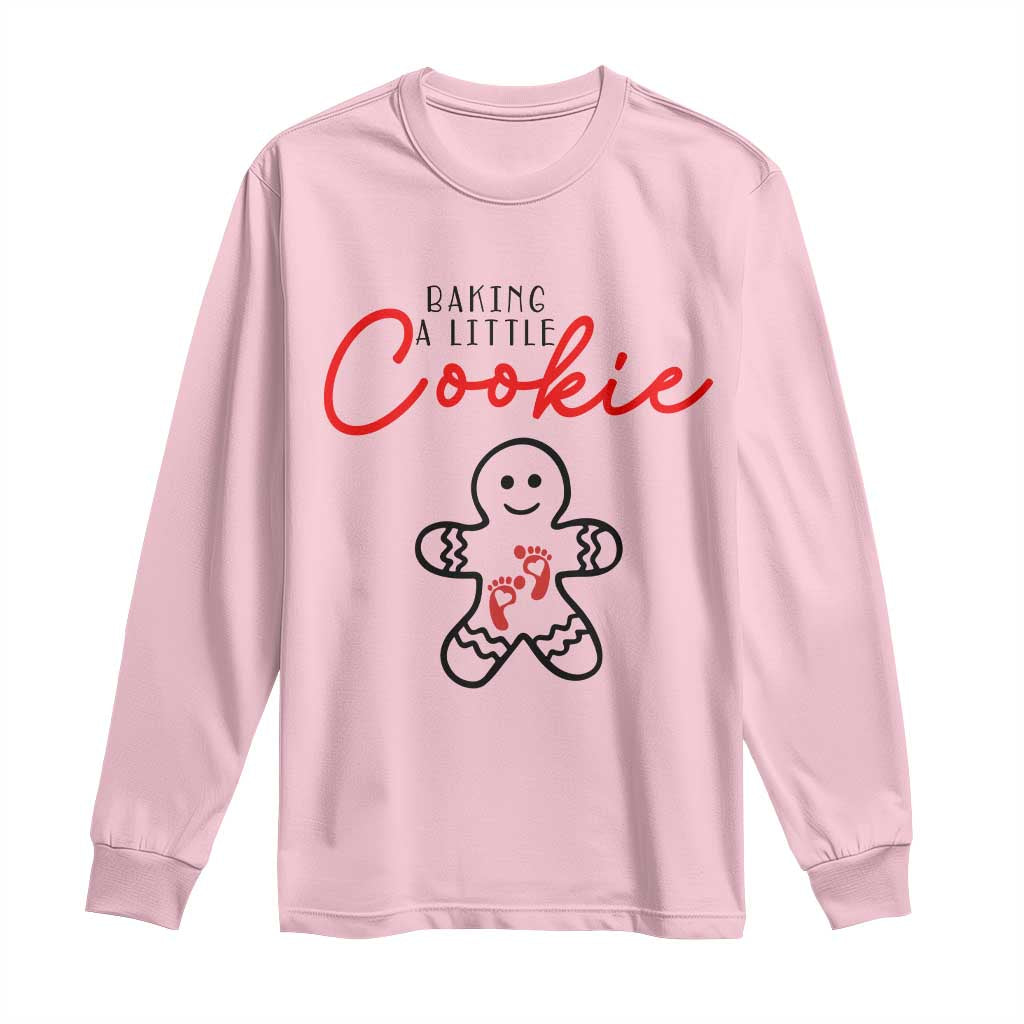 Christmas Pregnant Long Sleeve Shirt Baking A Little Cookie Maternity Gingerbread - Wonder Print Shop