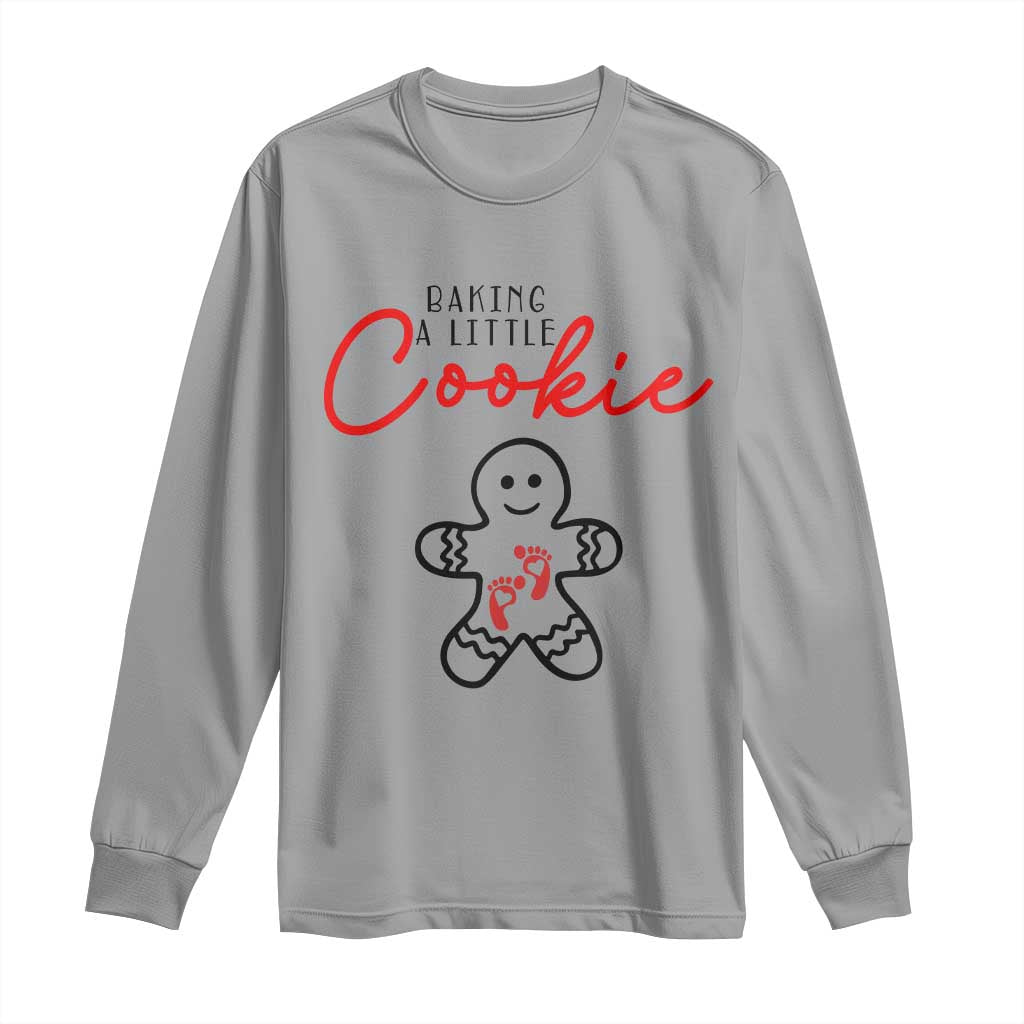 Christmas Pregnant Long Sleeve Shirt Baking A Little Cookie Maternity Gingerbread - Wonder Print Shop