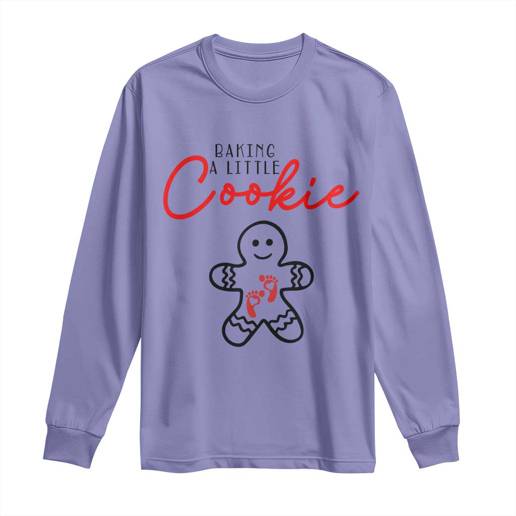 Christmas Pregnant Long Sleeve Shirt Baking A Little Cookie Maternity Gingerbread - Wonder Print Shop