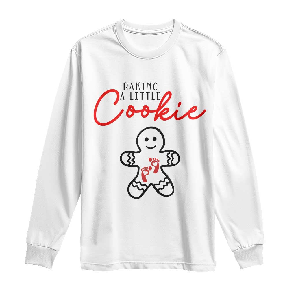 Christmas Pregnant Long Sleeve Shirt Baking A Little Cookie Maternity Gingerbread - Wonder Print Shop