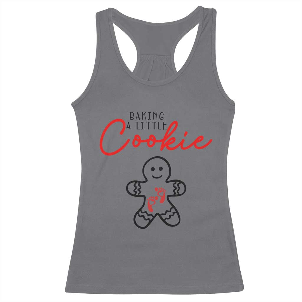 Christmas Pregnant Racerback Tank Top Baking A Little Cookie Maternity Gingerbread - Wonder Print Shop