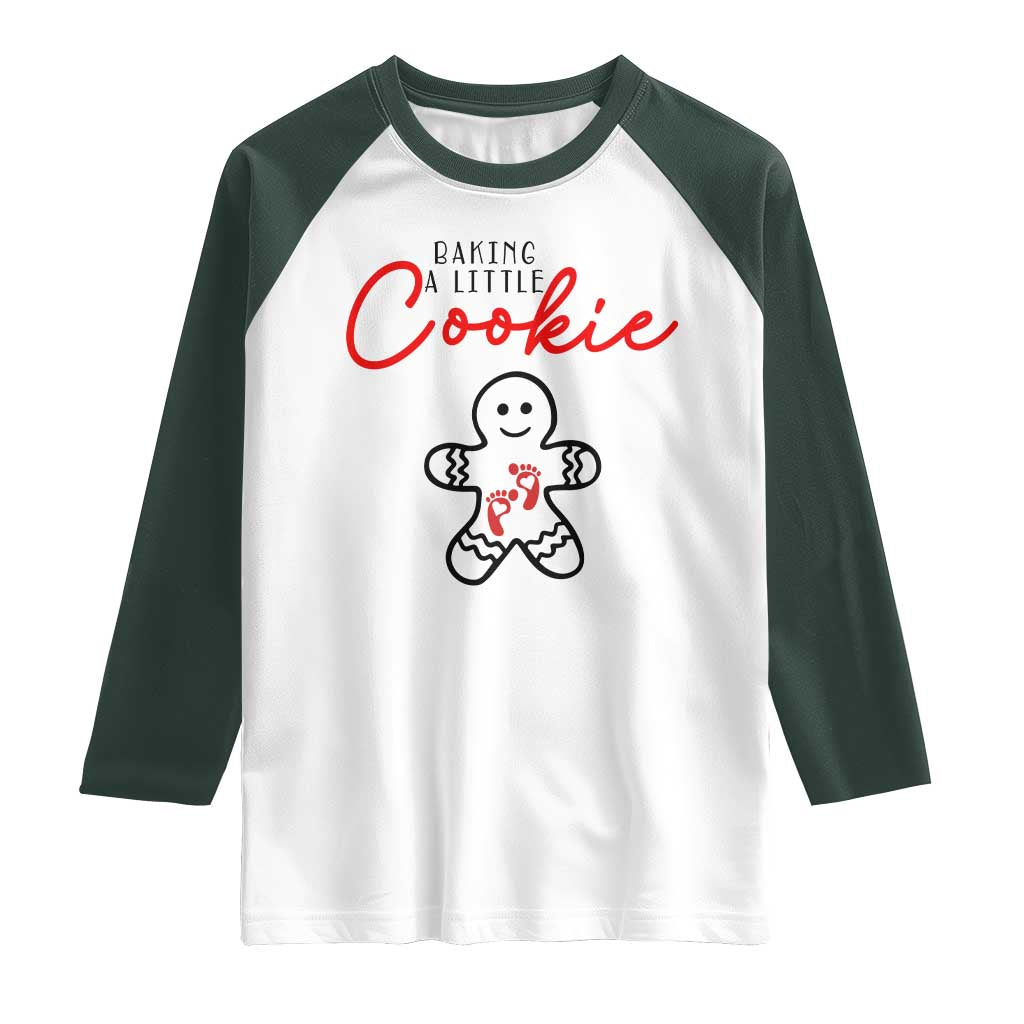 Christmas Pregnant Raglan Shirt Baking A Little Cookie Maternity Gingerbread - Wonder Print Shop