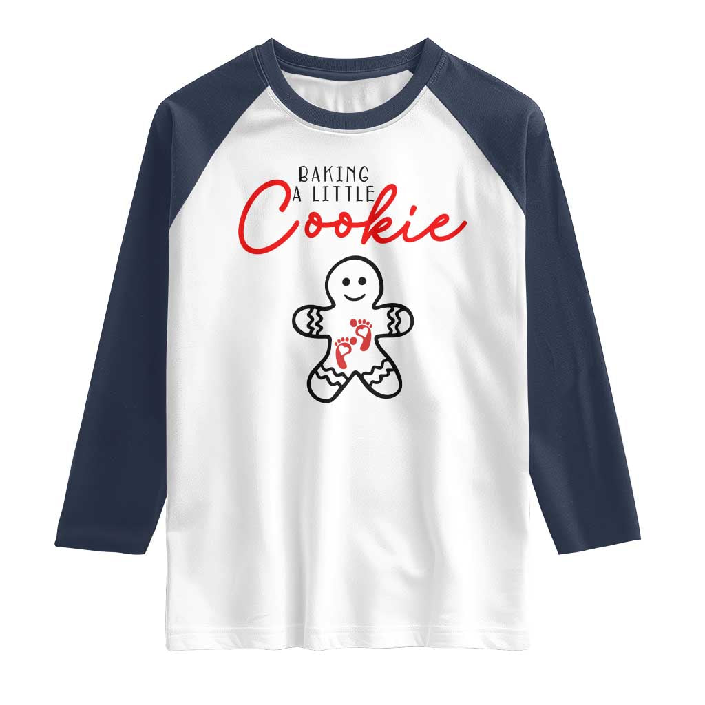 Christmas Pregnant Raglan Shirt Baking A Little Cookie Maternity Gingerbread - Wonder Print Shop